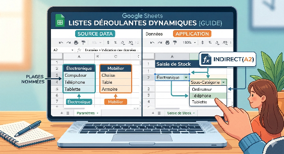 Guide complet et détaillé pour créer des listes déroulantes dynamiques dans Google Sheets